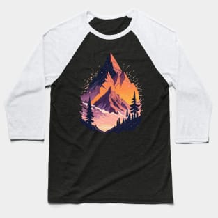 Mountains with coniferous forest at sunset Baseball T-Shirt